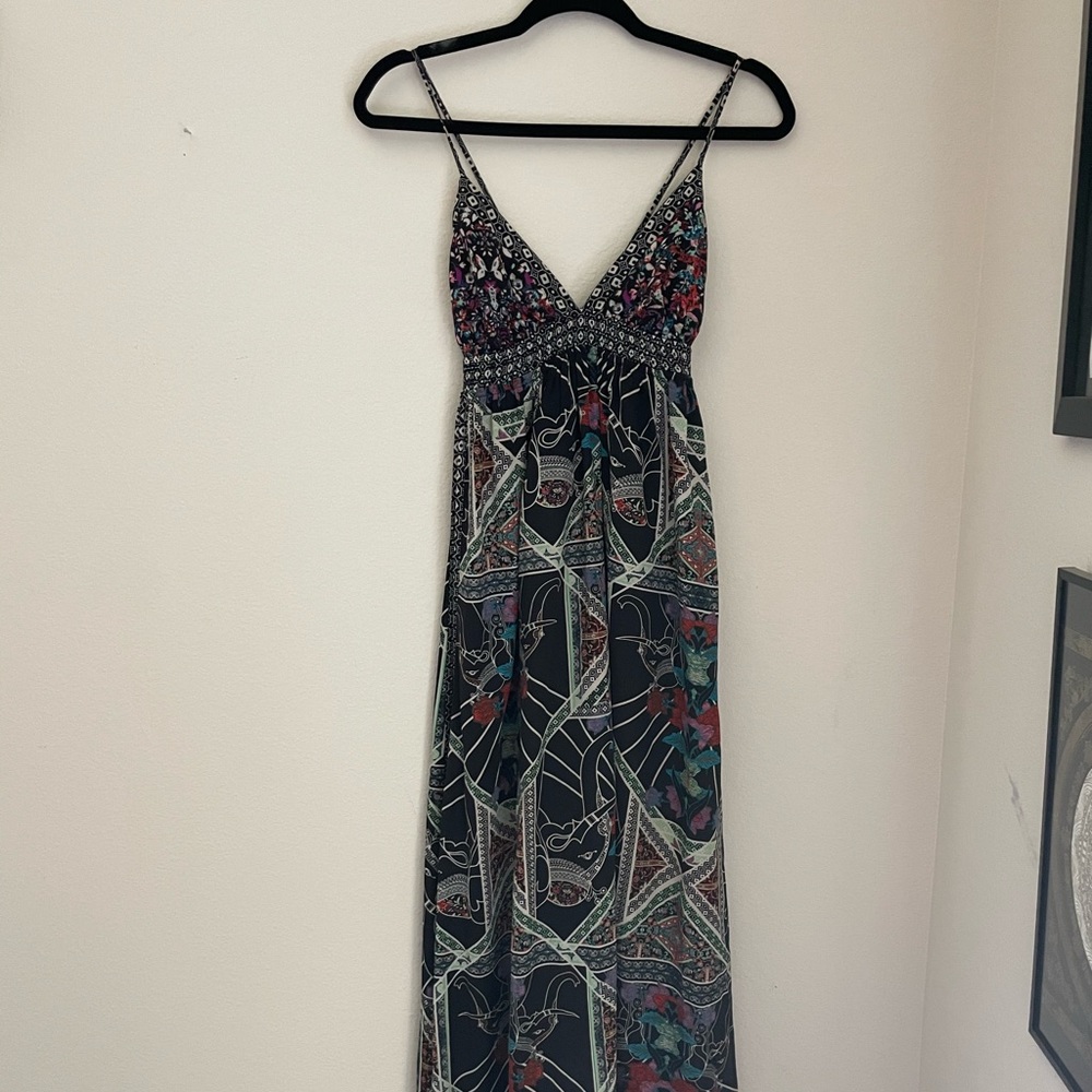 Elephant print open back dress